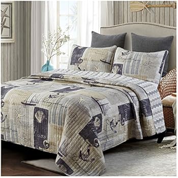 Amazon.com: Greenland Home Fashions Nautical Stripes Quilt