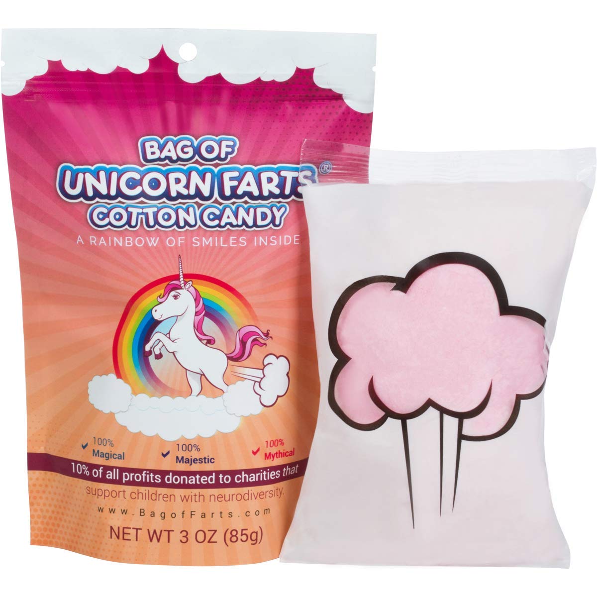 The Original Bag Of Unicorn Farts Cotton Candy Funny Novelty Gift for Unique Birthday Gag Gift for Friends, Mom, Dad, Girl, Boy Grandson Stocking Stuffer While Elephant Christmas : Grocery & Gourmet Food