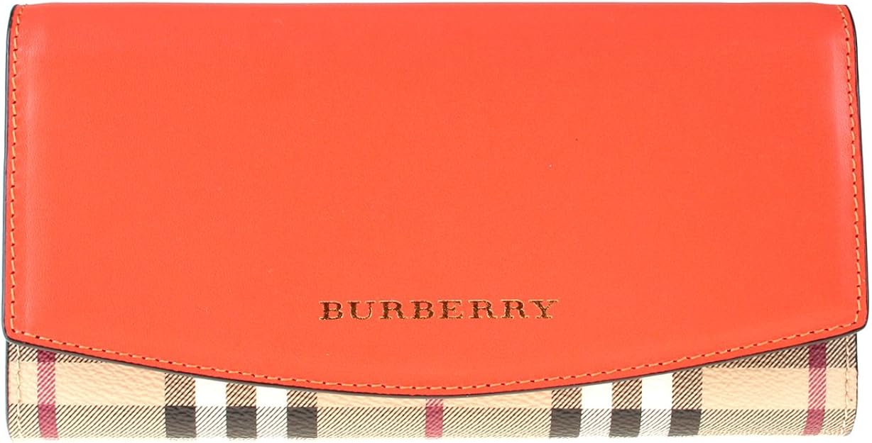 Burberry バーバリー 財布 レディース 長財布 レザー アンド ヘイマーケットチェック コンチネンタル ウォレット ヴァイブラントオレンジ 財布 並行輸入品 Ami247 財布 Amazon