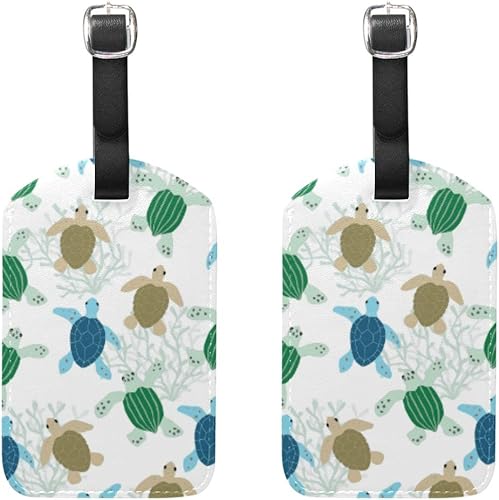 Amazon Co Jp バッグ用ネームタグ ネームタグ 海 カメ 荷物タグ ラゲージタグ かわいい おしゃれ 旅行用 スーツケースタグ Puレザー 2枚入 個性 シューズ バッグ