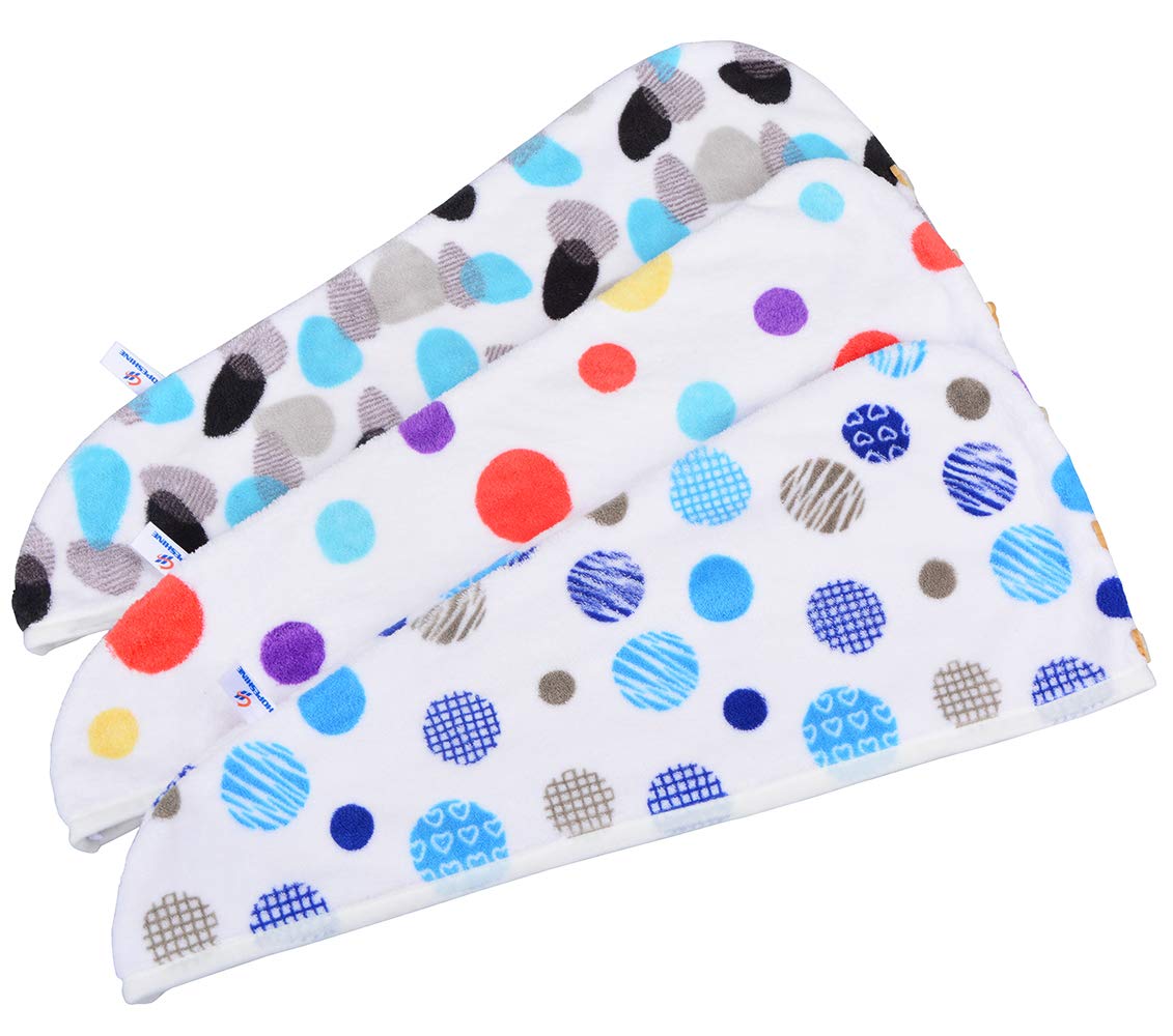 HOPESHINE Microfiber Hair Towel Wrap Small Size for Little Girl 3-Pack Super Absorbent Magic Instant Hair Drying Towels (StampR 3-Pack): Home & Kitchen