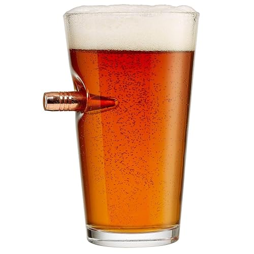 Original BenShot Pint Glass with Real Bullet
