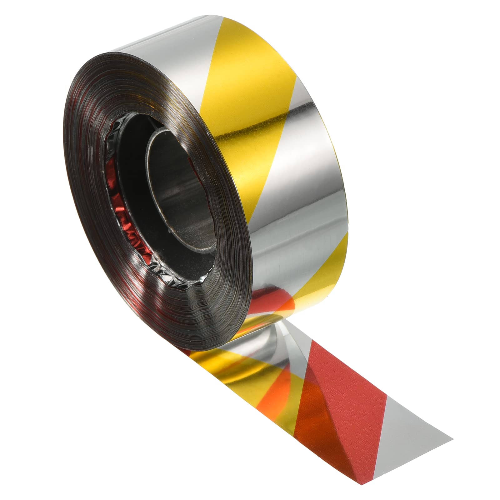 PATIKIL Bird Reflective Scare Tape, 328ft x 0.9" PET Double Sided Repelling Ribbon Keep Away Bird for Garden Farm Home, Yellow Silver