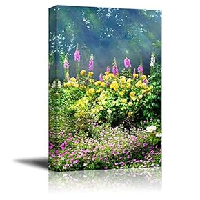Canvas Prints Wall Art - Beautiful Colorful Flowers in The Summer Morning | Modern Wall Decor/Home Art Stretched Gallery Canvas Wraps Giclee Print & Ready to Hang - 12" x 18"