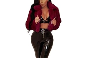 Ophestin Women Solid Color Long Sleeve Shaggy Lapel Faux Fur Coat Short Jacket Outwear Warm Winter