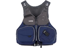 NRS Chinook Fishing Life Jacket for Fishing | Adult USCG Type III PFD | Mesh Back Front Zip Vest with Pockets for Rafting, Kayaking, Paddling