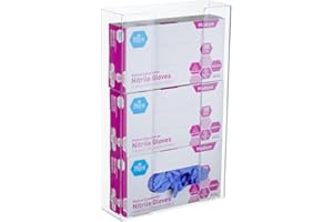 ADIRMED Adir Glove Holder for Wall Mount – Acrylic Glove Dispenser Station for Tissue boxes, Disposable Rubber Gloves Face Masks - Medical Glove Organizer for Hospital, Labs – (Clear for 3 boxes)