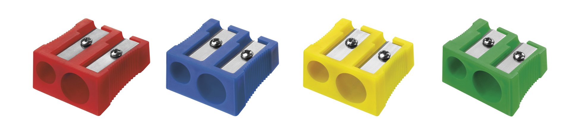 Westcott 14208 I Double Pencil Sharpener, Plastic 4 Assorted Colours (Pack of 20)