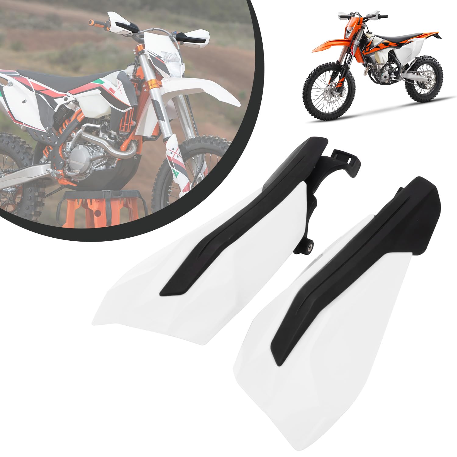 JFG RACING Motorcycle Handguards Dirtbike Hand Guards Brush Guards For 150 XCW 250 350 EXC-F XC-F 250 XC-W 450 XCF 17-19 250 XC 18-19 300 XC XCW 500 EXCF 17-18 300 XCW TPI 450 EXCF 19 - White