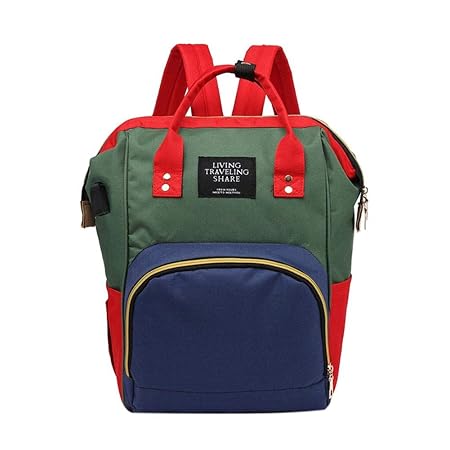 MKchung Women Mummy USB Backpack Large Capacity Baby Nursing Handbags (Green Blue)