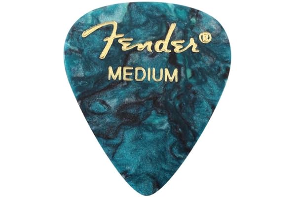 Fender Premium Celluloid Guitar Picks, 351 Shape, Ocean Turquoise, Guitar Picks Medium, Pack of 12