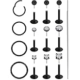 Xnsjeyy 20G 18G 16G Threadless Flat Back Earrings Nose Studs 316L Surgical Steel Tragus Forward Helix Conch Cartilage Lobe Earrings Stud Medusa Labret Lip Ring Piercing Jewelry Hoops For Women Men