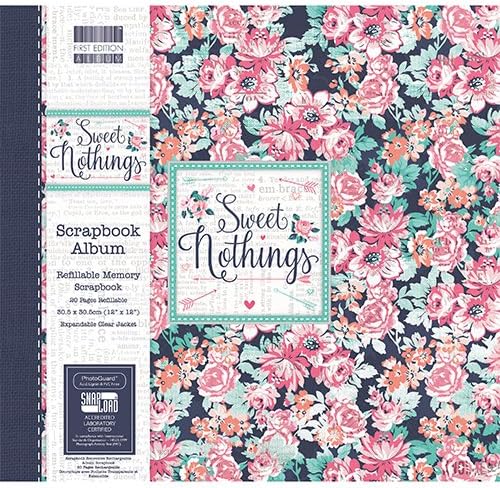 First Edition Sweet Nothings Flowers Scrapbook Album 12" x 12" / 30.5 x 30.5 cm, Paper, (20 Pages, Snapload PhotoGuard, Refillable Memory, Acid, Lignin & PVC Free), 12x12