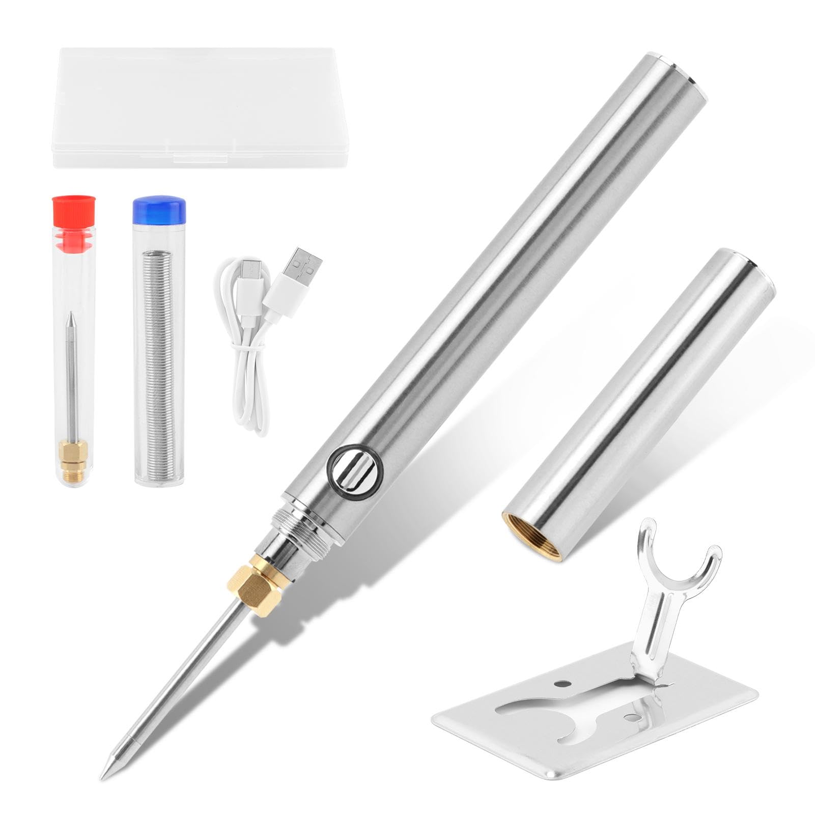 Photo 1 of USB Rechargeable Portable Soldering Iron Kit, 1100mah 5V 15W Rapid Heat 788°F Cordless Soldering Iron Pen Kit Charging Welding Tool for Jewelry, Electronic, Household, DIY(COLOR:silver)