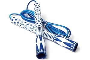 KSY JUMP ROPE Skipping Jump Rope for Fitness Workout - Light Weight, Adjustable, Tangle Free, Excellent line control for Cardio Boxing, CrossFit, Training Exercise All Ages and Gender ( Special Luxury, KA-220, Made in Korea)