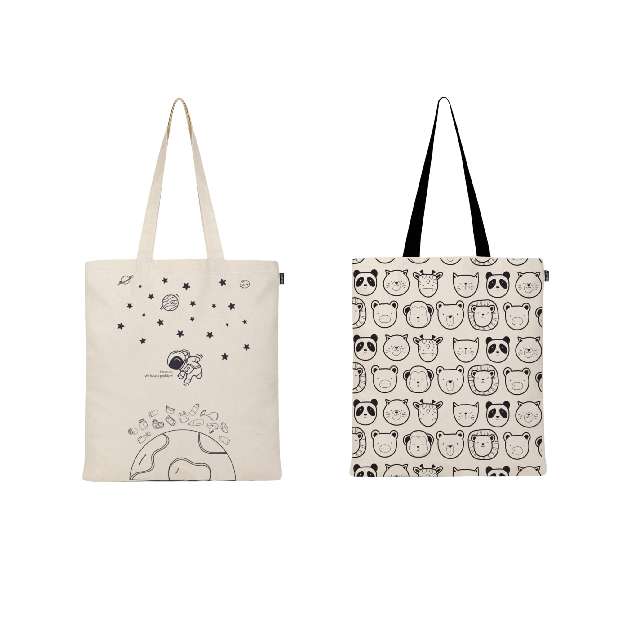 Eco Right Aesthetic Canvas Tote Bag for Women, Reusable Cotton Tote Bag for School, Grocery, Shopping, Beach & Gifts for Women