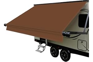 Dulepax RV Awning Fabric Replacement (15'2") - Heavy Duty 16 oz Vinyl for Camper, Double-Sided Coating Universal Replacement for All Trailer Brands - Brown