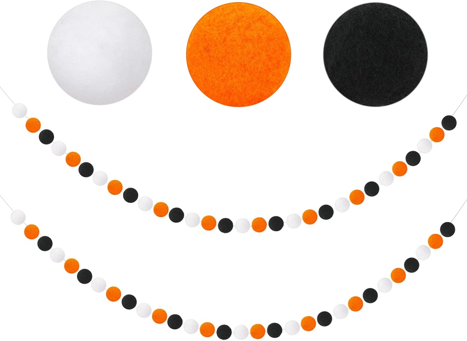 Wreaths, Garlands & Swags - joycraft Halloween Decorative Garland, 8Ft Pom Pom Garland, Decorative Garland with 30pcs Balls, Ball Banner, Halloween Ball Ornament Garland for Home, Office, Classroom (2Pack, Orange Black White)