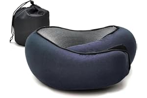 RURING Travel Pillows for Airplanes, Travel Neck Pillow Travel Pillow, Neck Pillow Airplane Memory Foam Travel Pillow 360 Degree Support Stowable Pillows for Airplanes Offices and Cars (Dark Blue)