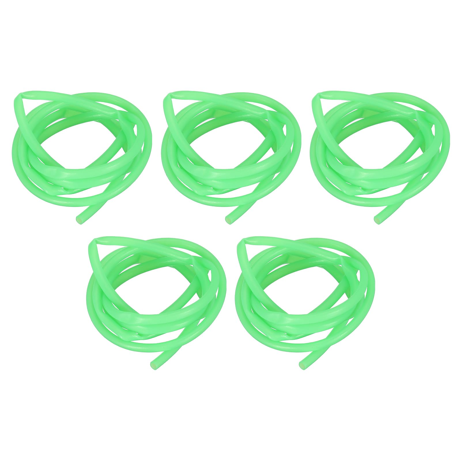 PATIKIL 4mm ID Glow Tube Deep Sea Fishing, 5Pcs 16.4 Ft/5M Soft Silicone Luminous Tube Angling Glow in the Dark Tubing Sleeve Fishing Tool for Fishing Rigs, Green