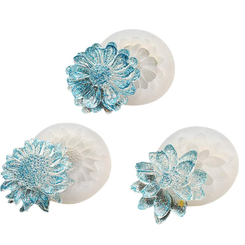 PENKOHOME 3 Pcs Resin Molds Flower Silicone Casting Molds 3D Flower Blossoms Casting Molds Jewelry Pendant Mould Casting Mold Epoxy Mold for DIY Gift Jewelry Necklace Pendant Craft Making