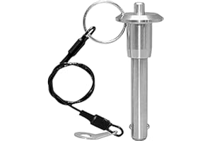 HAIWEN Stainless Steel Ball Head Locking PinQuick Release Pin , 6mm 1/4" Pin Dia Safety Push Button Linear Array Stop Pin with Lanyard Cable for Musical Instrument (1Pack, Usage Length(MM):20)
