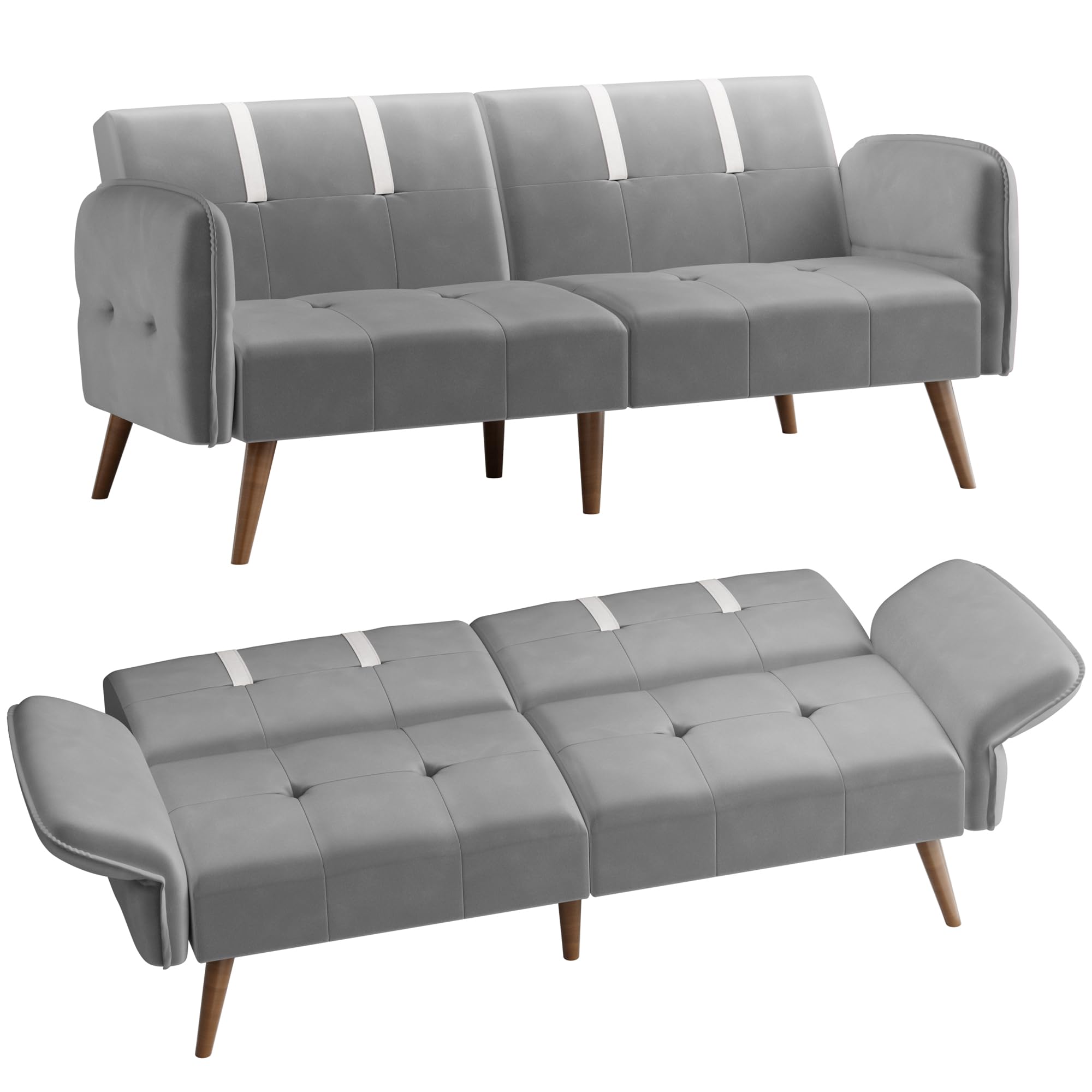 Photo 1 of Shintenchi Sleeper Sofa Bed,Velvet Futon Folding Couch Bed with Adjustable Armrest Backrest,Loveseat Sofa Couch for Living Room Apartment Office Small Space