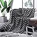 MOMA 100% Cotton Black Cable Knit Throw Blanket for Couch Bed Sofa Chair, Black White Stripe Reversible Decorative Knitted Blankets,51