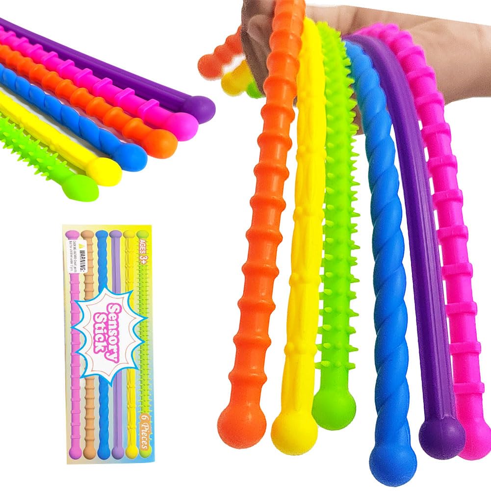 Fidget Stretchy Strings Toy for Kids Adults Sensory Toys for Autism 6pcs Fidget Stretch Toys for Autistic Children Calming Stress Anxiety Relief Classroom Office