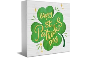 HTBIG Funny St Patricks Day Shamrock Decor Desk Decor Wooden Box Sign St Patricks Day Decorations Irish Blessing Wood Block Plaque Box Sign for Home Office Shelf Table Decoration Happy St. Patrick's Day