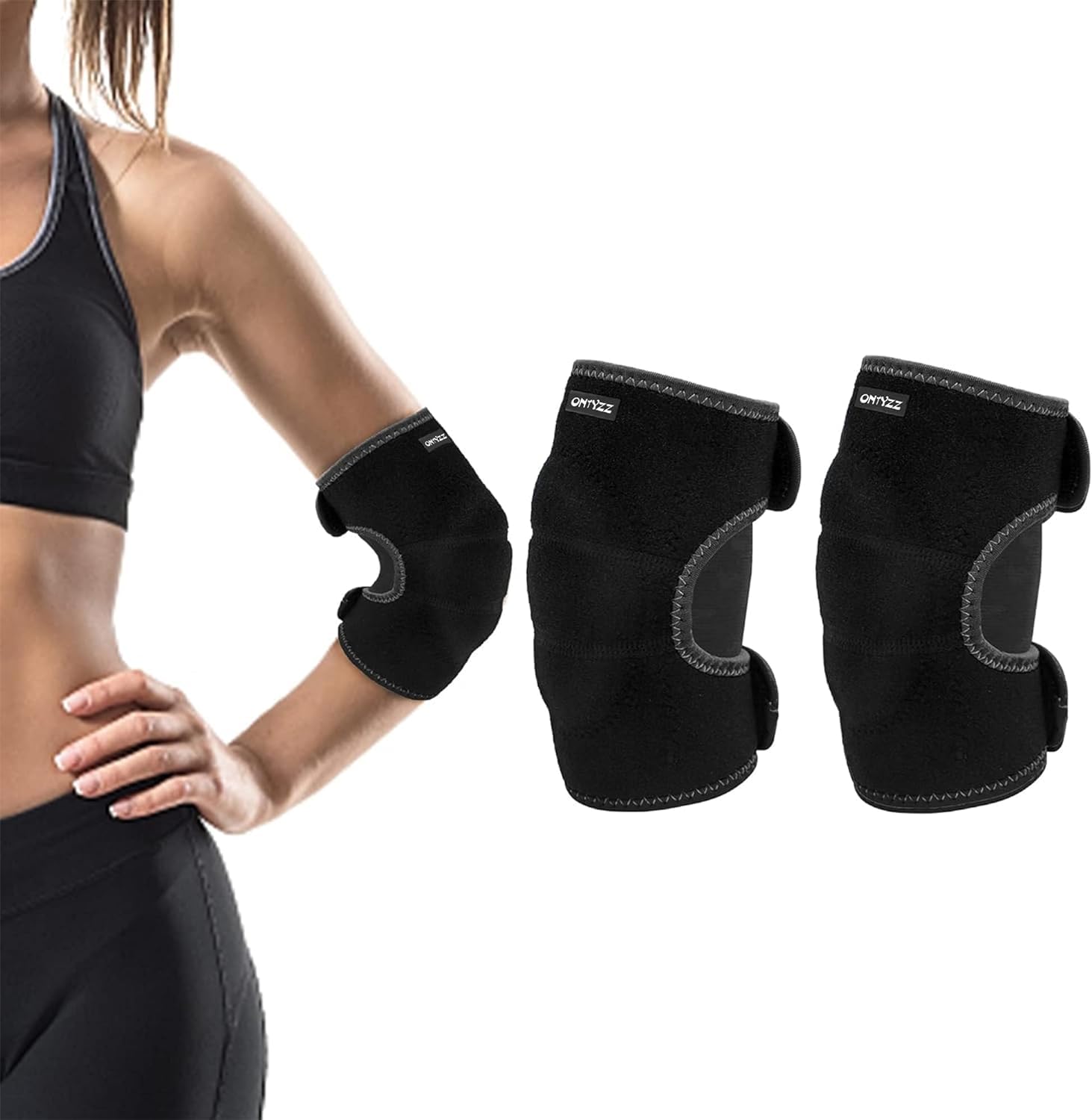 ONTYZZ Kids Elbow Pads Support Adjustable Children Elbow Brace Protector with SBR Pad Guard Wraps for Cycling Dancing Volleyball Crawling Black/S