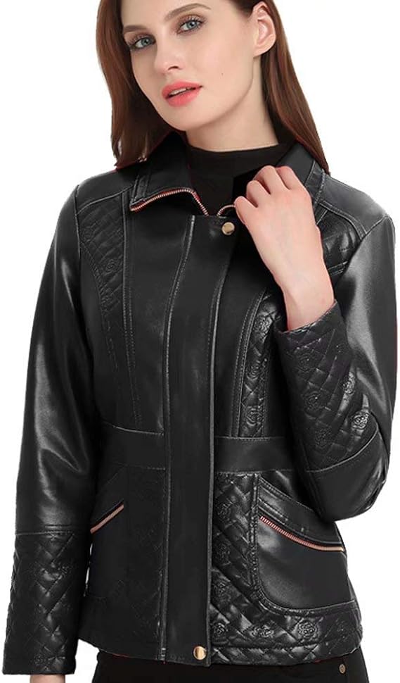 Amazon Tenflow レザージャケット レディース 革ジャケット 革ジャン ライダースジャケット 秋冬 アウター 30代 40代 50代 赤 黒 コート ジャケット 通販