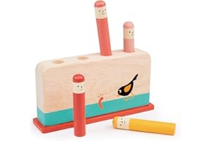 Mentari Toys - Early Bird Pop Up - 5pc Wooden Press and Release Pop Up Toy - Sensory Activity Toy for Toddlers - Boost Fine M