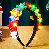 DRESBE Light Up Christmas Headband LED Xmas Headbands Glow Party Hair Accessories for Women