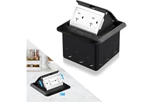 Vagueior Recessed Floor Electrical Outlet Kit,Waterproof Electrical Outlet Covcer Box,Hidden 20A Tamper-Resistant Receptacle Outlet,with Slow Elastic Damping，ETL Certified,Black(1 Pack)