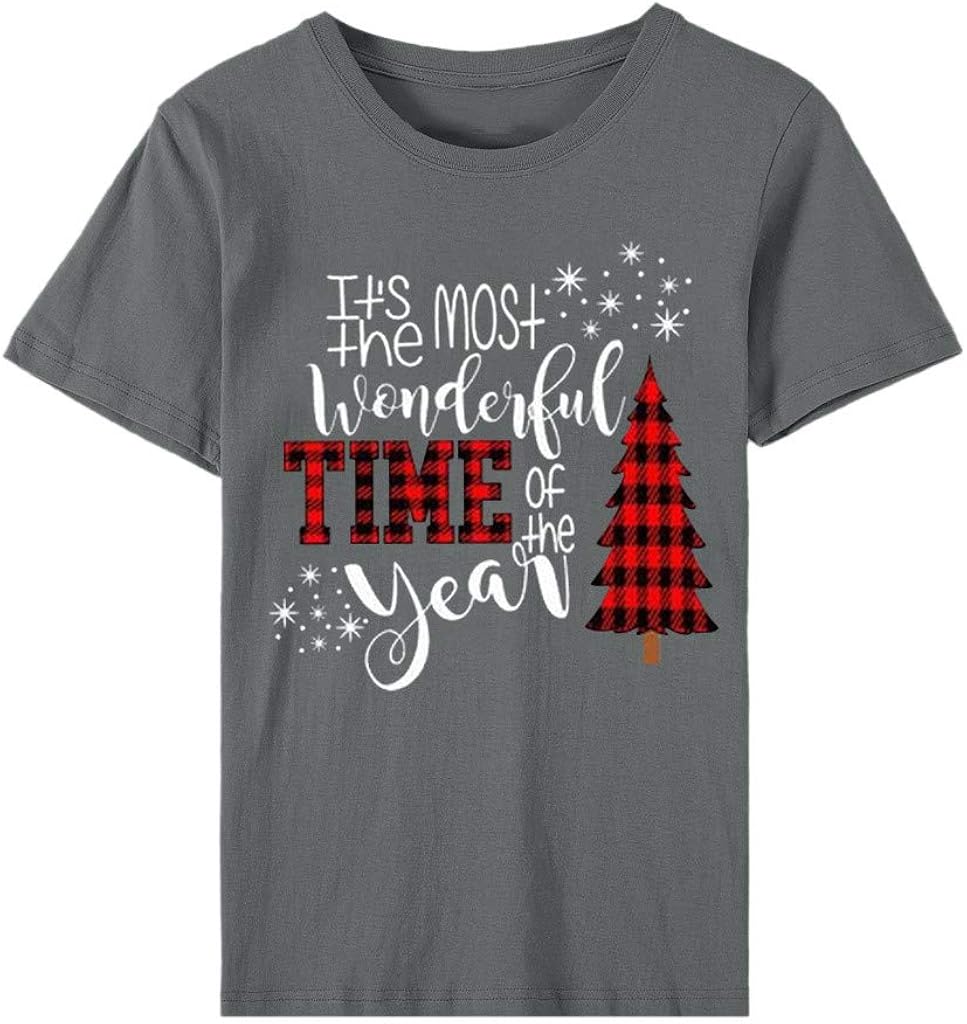I613 Womens Merry Christmas Tee Shirts Plus Size ONeck Casual Short