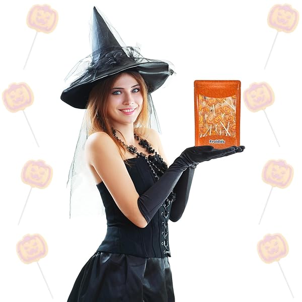 FRUIDLES ORANGE PUMPKIN TATTOO LOLLIPOP SUCKERS CANDY, GREAT FOR GOODY PARTY BAG FILLERS, INDIVIDUALLY WRAPPED (HALF-POUND)