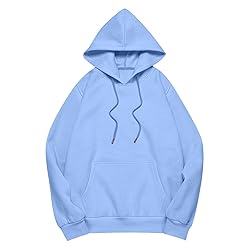 Oversized Light Blue Cotton Hoodies - Women's