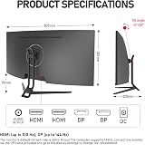 Gawfolk 34 Inch Ultrawide Curved 144Hz Monitor 3440x1440 1500R FreeSync view 7
