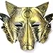 Partyfareast Cosplay Wolf Costume Mask Full Face Mask for Men Women (Gold)