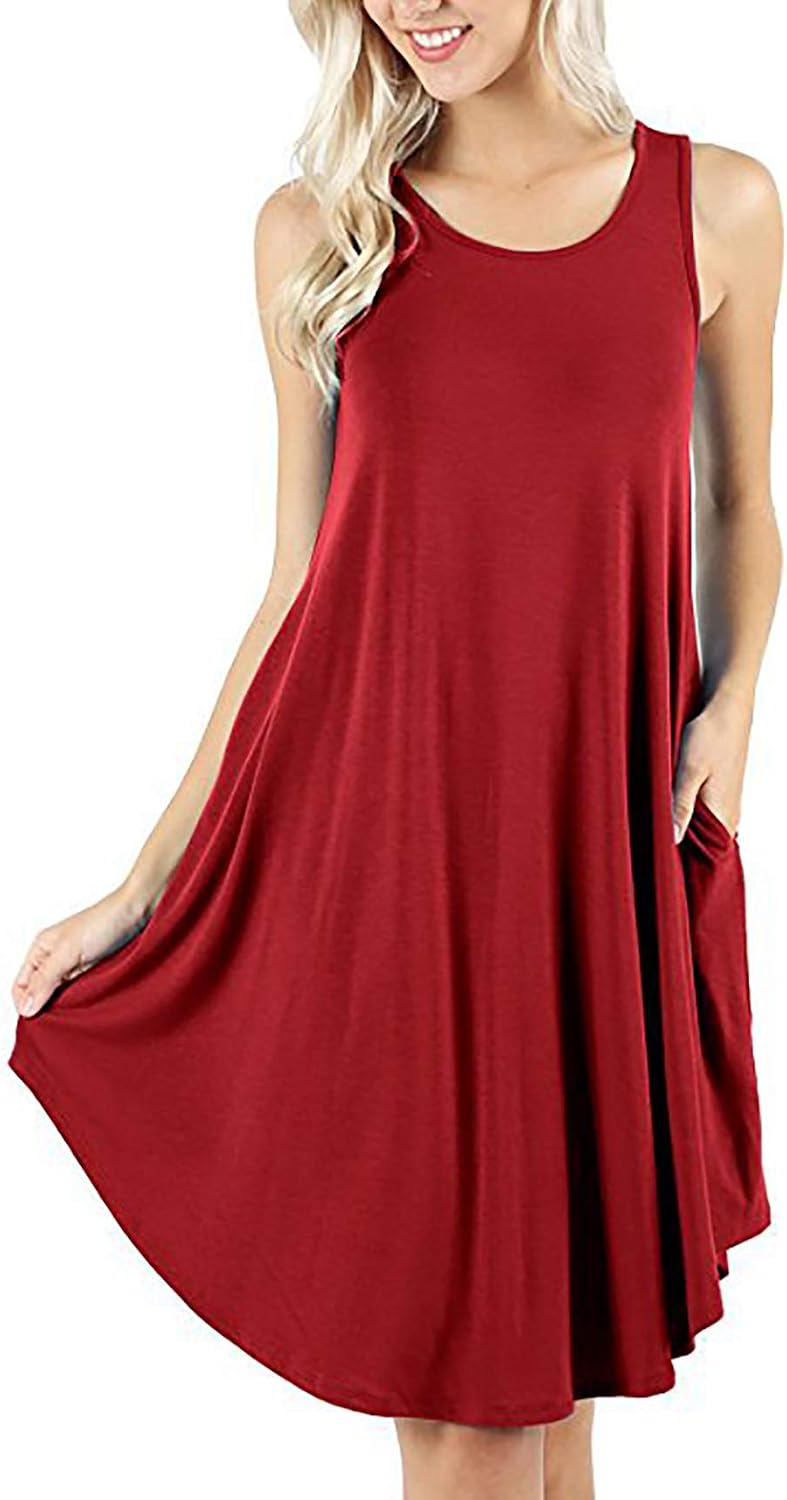 Guteidee Womens Summer Casual Sleeveless Beach Dress Loose Sundress