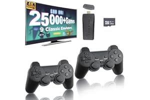 HRYYDS Wireless Retro Game Console, Nostalgia Stick Game, 20,000+ Games & 9 Emulators Built in, Plug and Play Video Games for Tv 4K HDMI, 2.4g Wireless Controllers (64G)