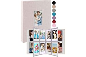 GPIRAL Mini Photo Album 208 Vertical Photos - Linen Front Window, 2x3 Photo Album Compatible with K-pop Photocards, Fujifilm Instax Mini Film 7s 8 9 11, Polaroid Snap/PIC 300, Zip Printer, Beige