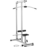Powerline by Body-Solid LAT Pull Down Machine - Home Gym with High &amp; Low Pulleys, Heavy Gauge Steel Construction, Includes LAT and Low Row Bars