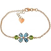 Galaxy Gold GG 3.15 Carat 14k Solid Rose Gold Bracelet Blue Topaz Peridot