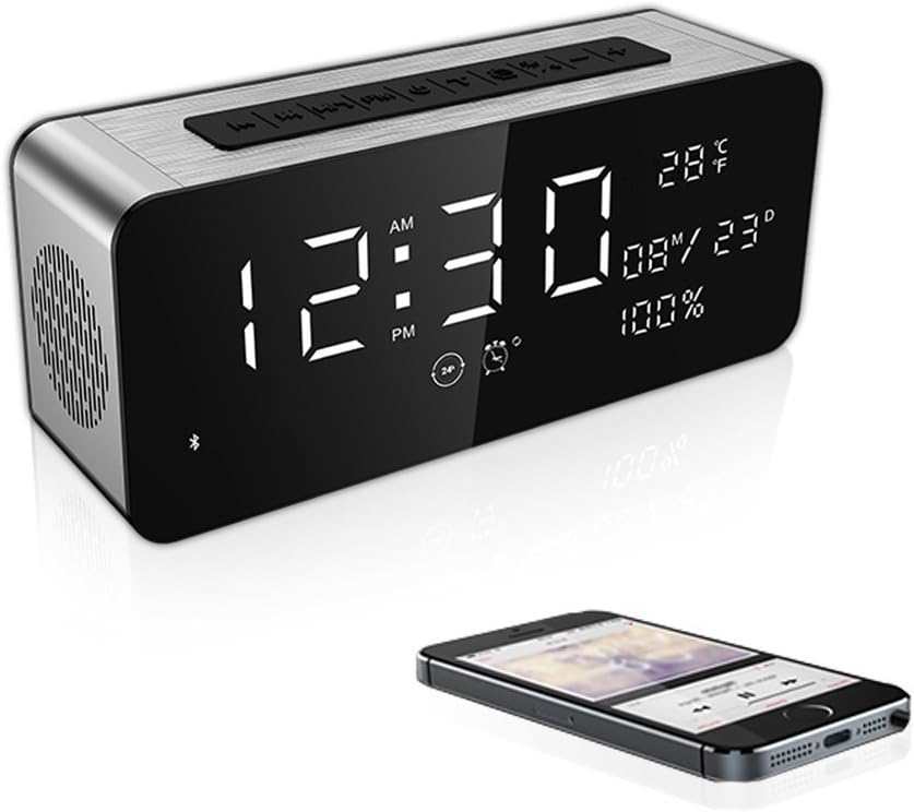 Techzere SARDiNE Portable Bluetooth 4.2 Speaker with FM Radio, LCD Display, Alarm Clock, TF AUX< USB, MP3, Temperature and Enhanced Bass Resonator