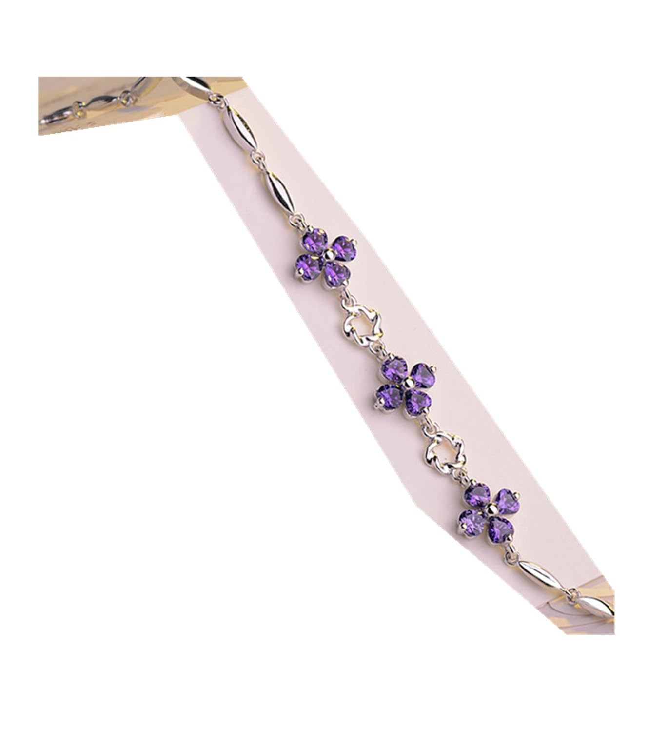 Microondas cuatro hojas hierba plata joyas pulsera púrpura: Amazon ...