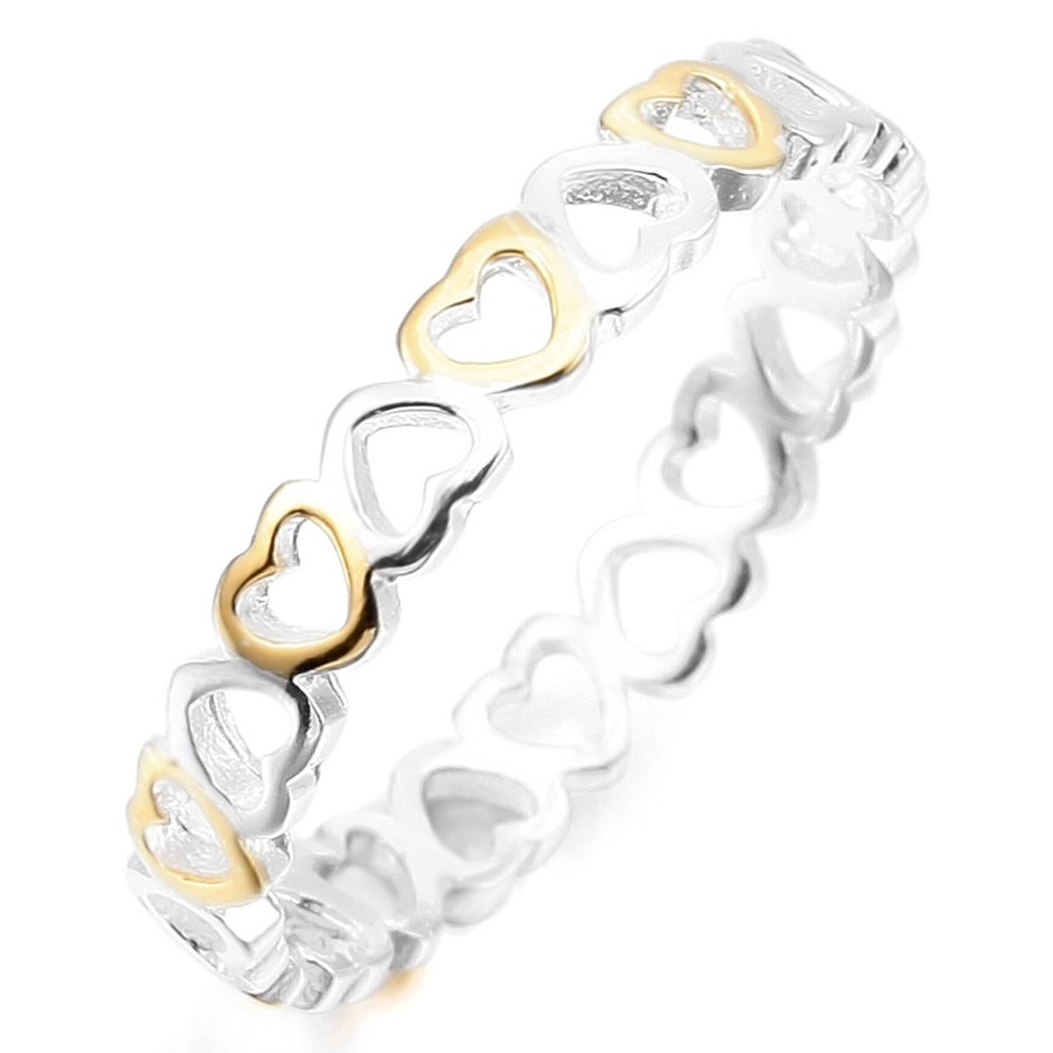 MunkiMix Plata Oro Dorado Anillo Ring Banda Venda Plata Oro Dorado Corazón