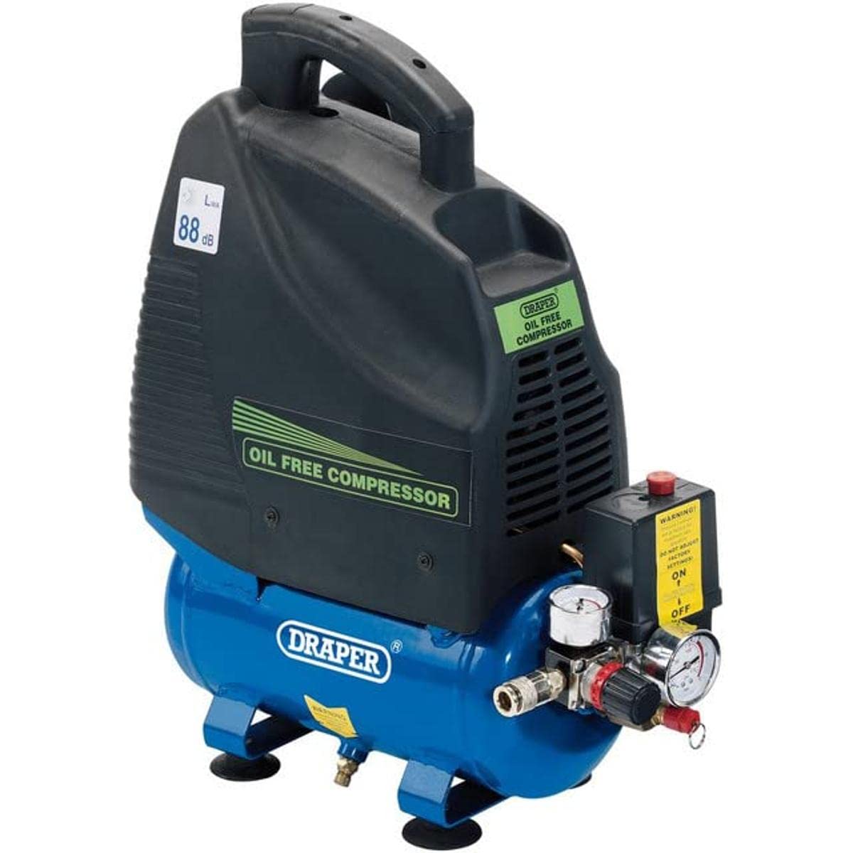 Draper 24974 Oil Free Air Compressor, 6L, 230V, 1.1Kw, Blue