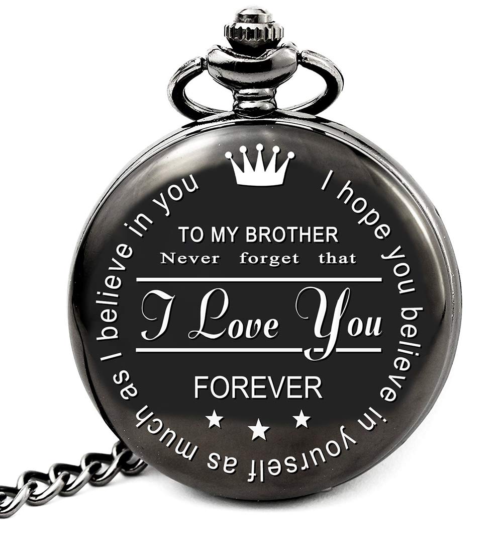 LEVONTA Brother Birthday Gifts from Sister or Brother, to My Brother Pocket Watch, Brother Gifts Ideas for Christmas Graduation (to Brother Roman)